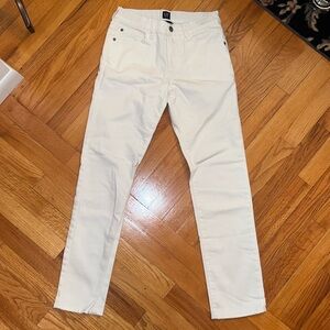 GAP Preppy White Denim Jeans Regular Stretch Slim Adjustable Waist Size 14
